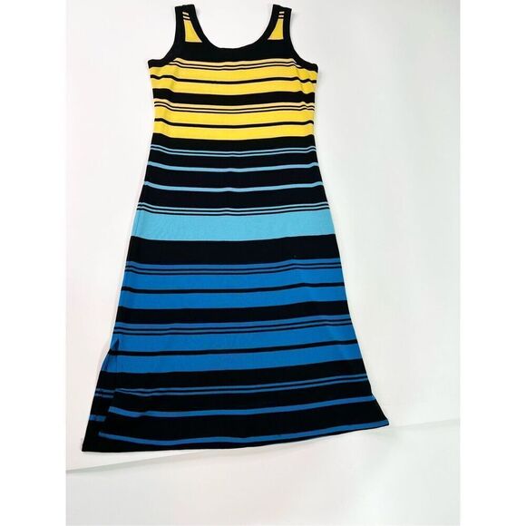 Exclusively Misook Midi Dress Women's Small Multi Color Striped Coastal Preppy - Picture 8 of 9